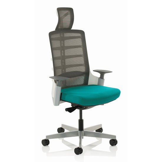 Exo Charcoal Grey Back Office Chair With Maringa Teal Seat
