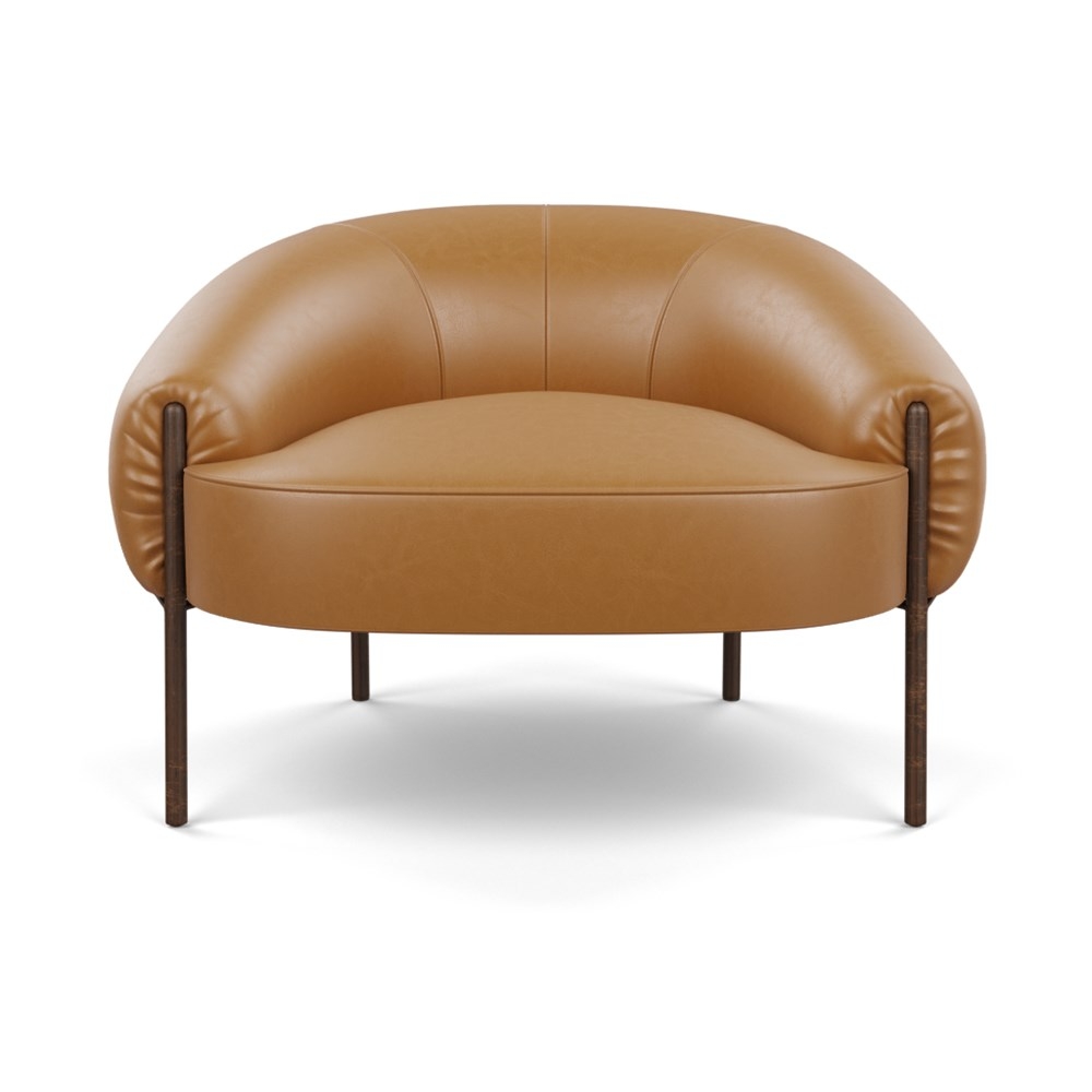 Heal's Isola Armchair Daino Leather Parchment Bronze Feet