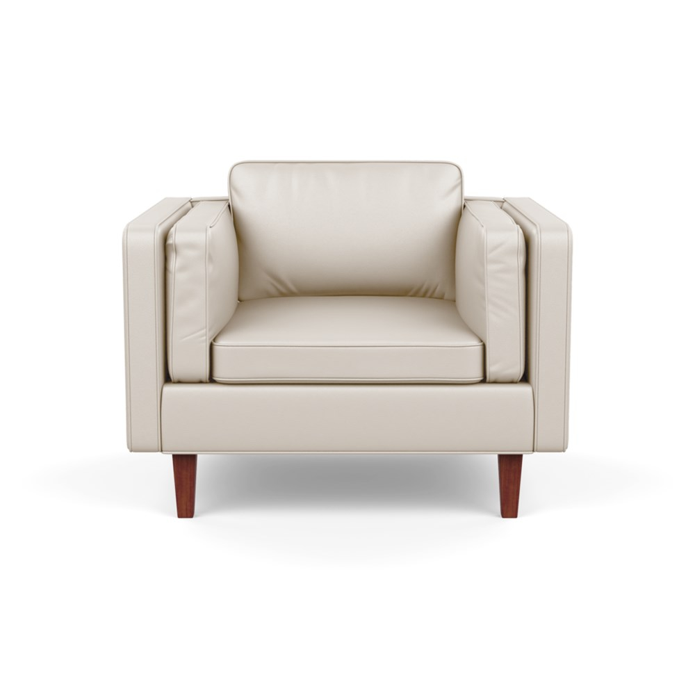 Heal's Chill Armchair Leather Hide Panna 7183 Walnut Feet