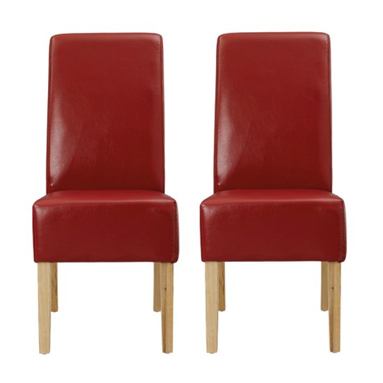Padstow Red Finish Dining Chairs In Pair