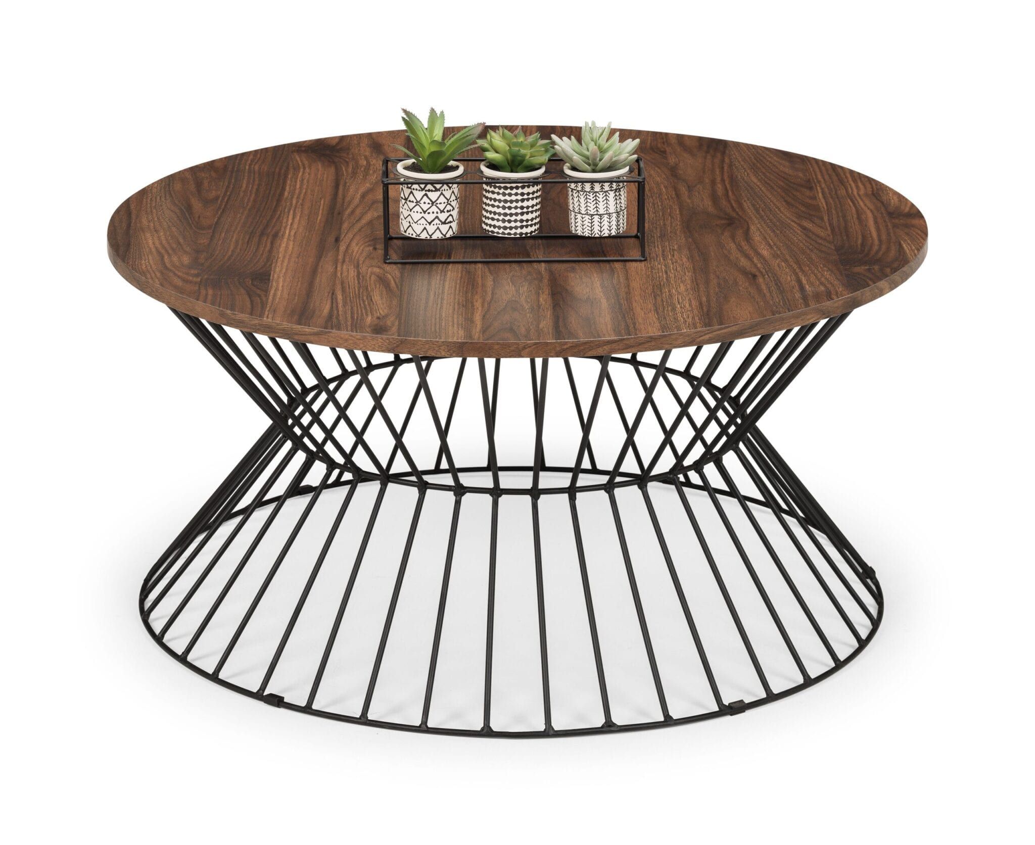 netfurniture Manhattan Round Wire Coffee Table - Walnut