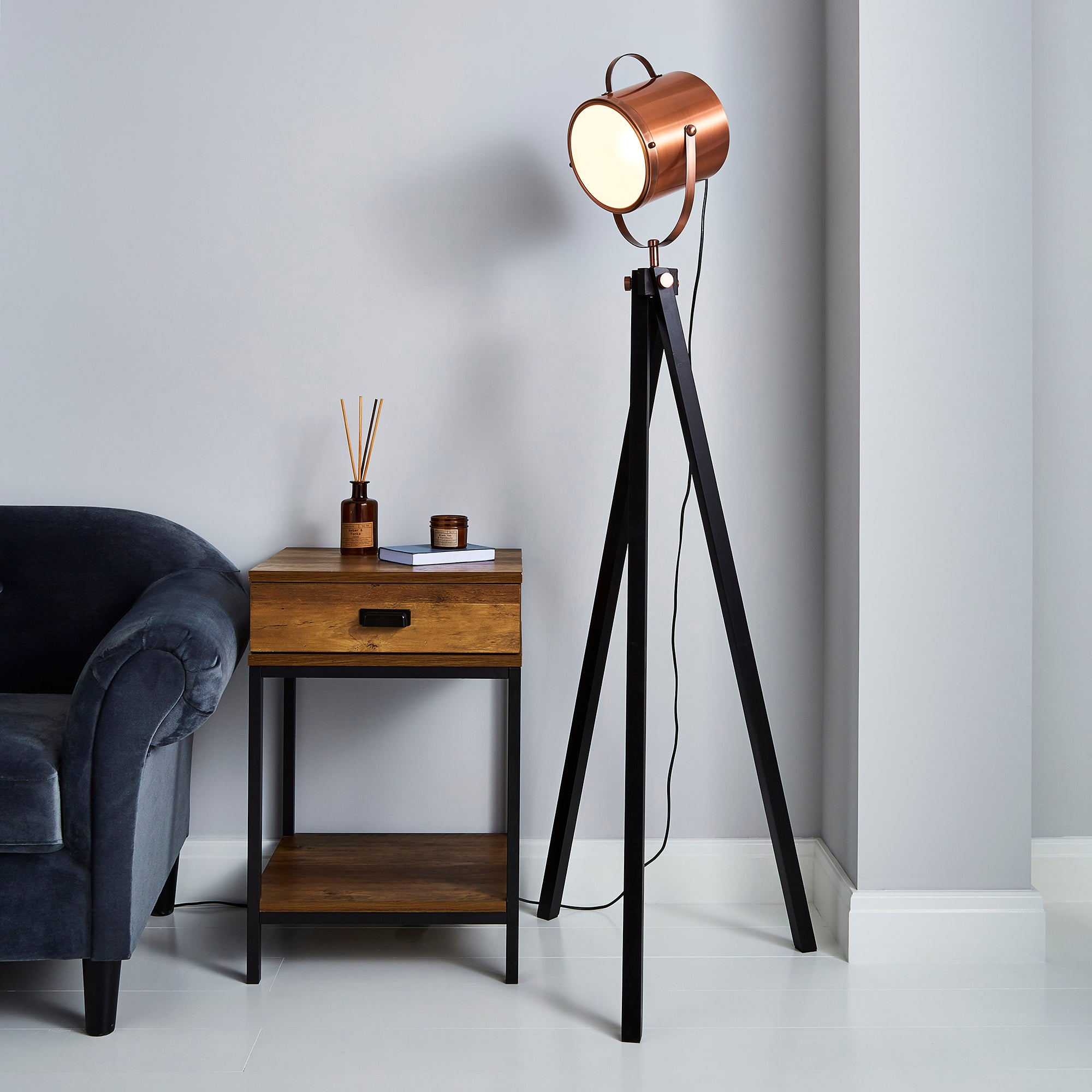 Carlton Copper Floor Lamp Copper and Black