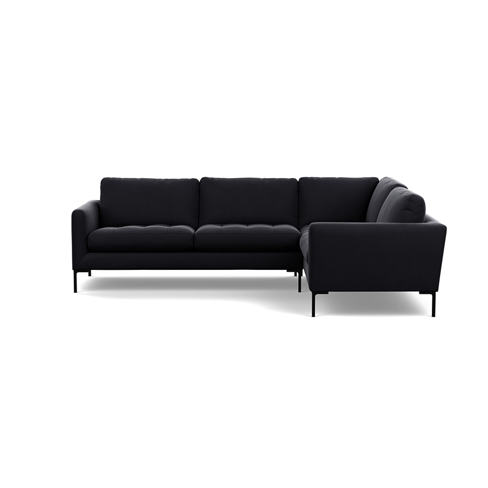 Heal's Eton Right Hand Facing Corner Sofa Velvet Black Black Feet