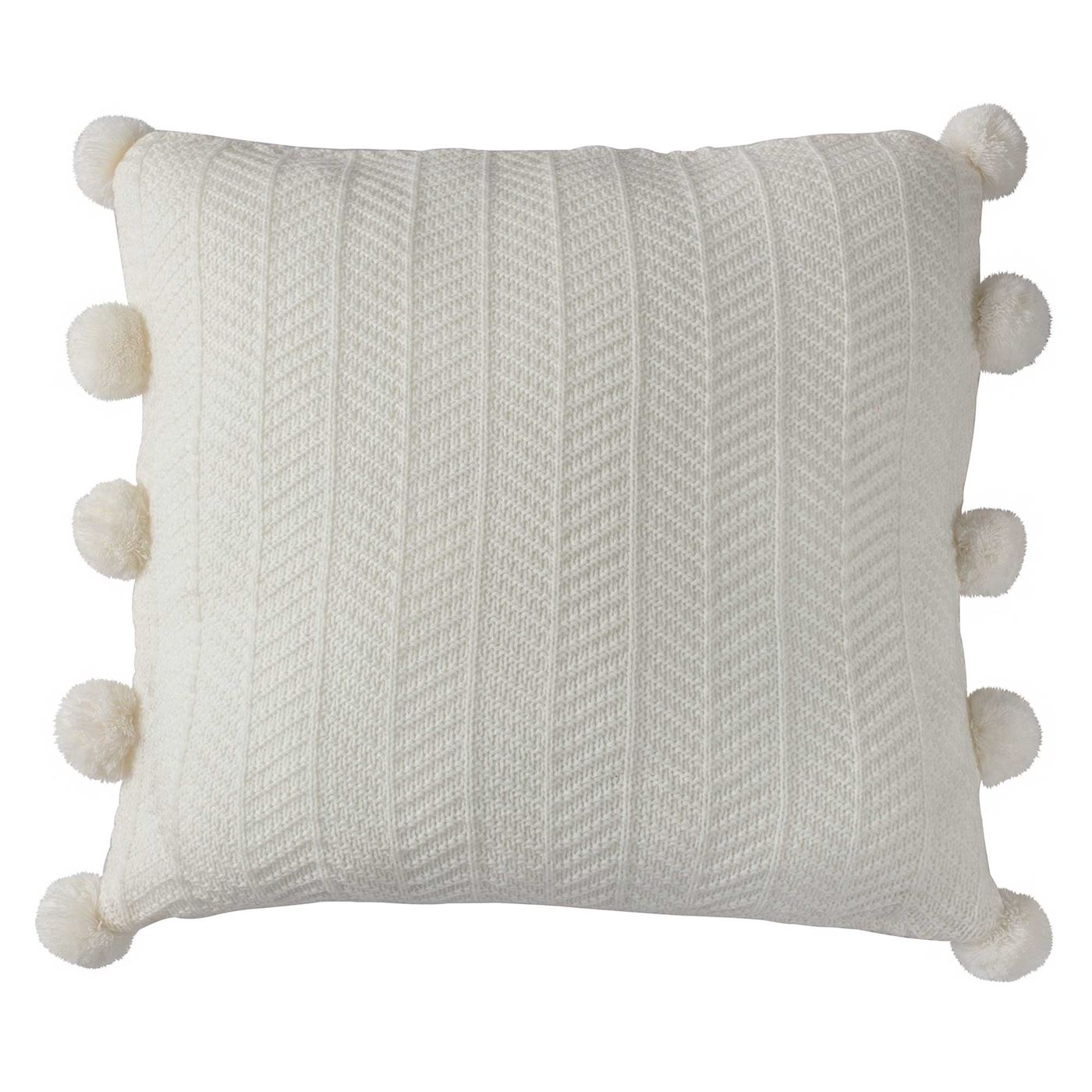 Cream Pom Pom Cushion