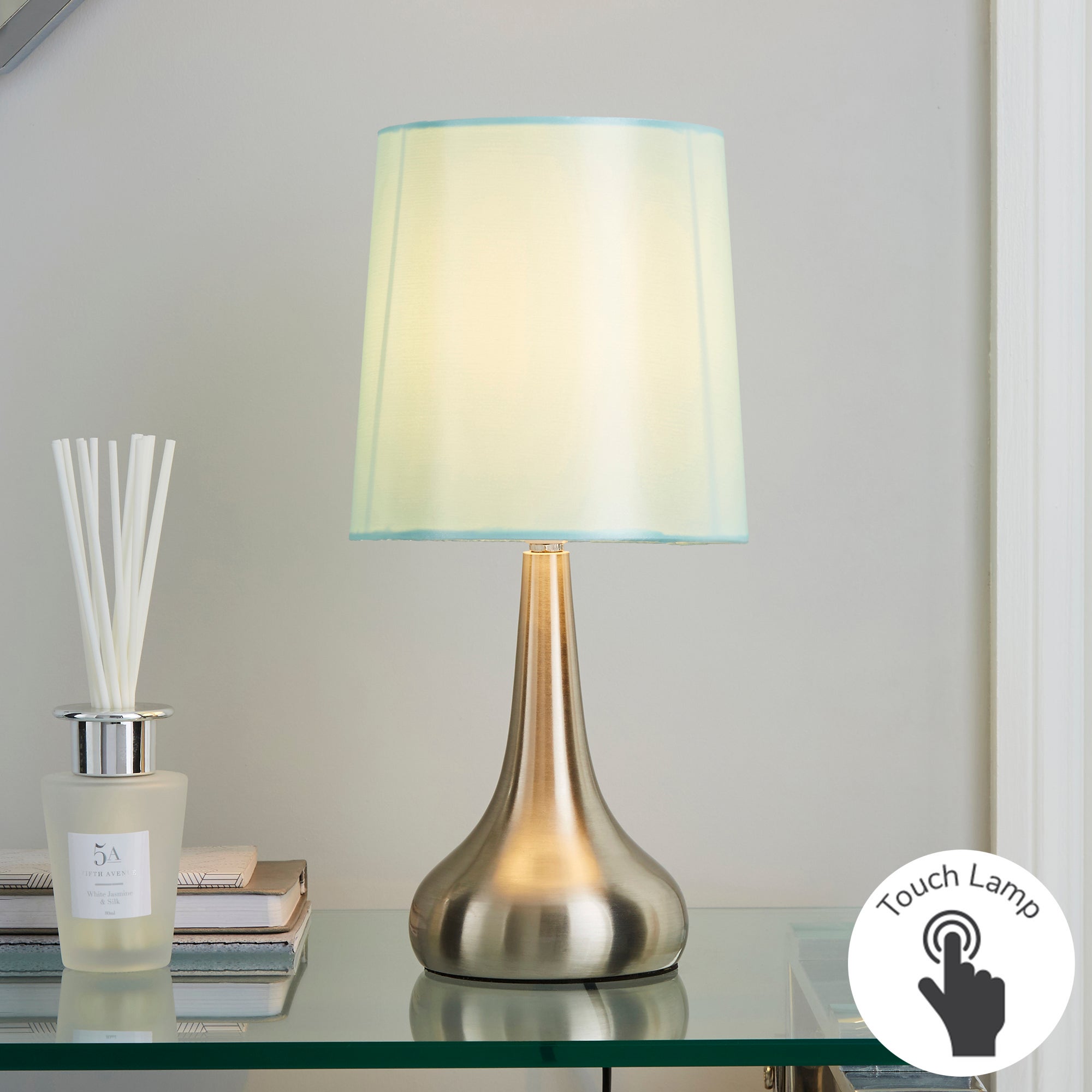 Rimini Duck Egg Touch Dimmable Lamp Duck Egg Blue