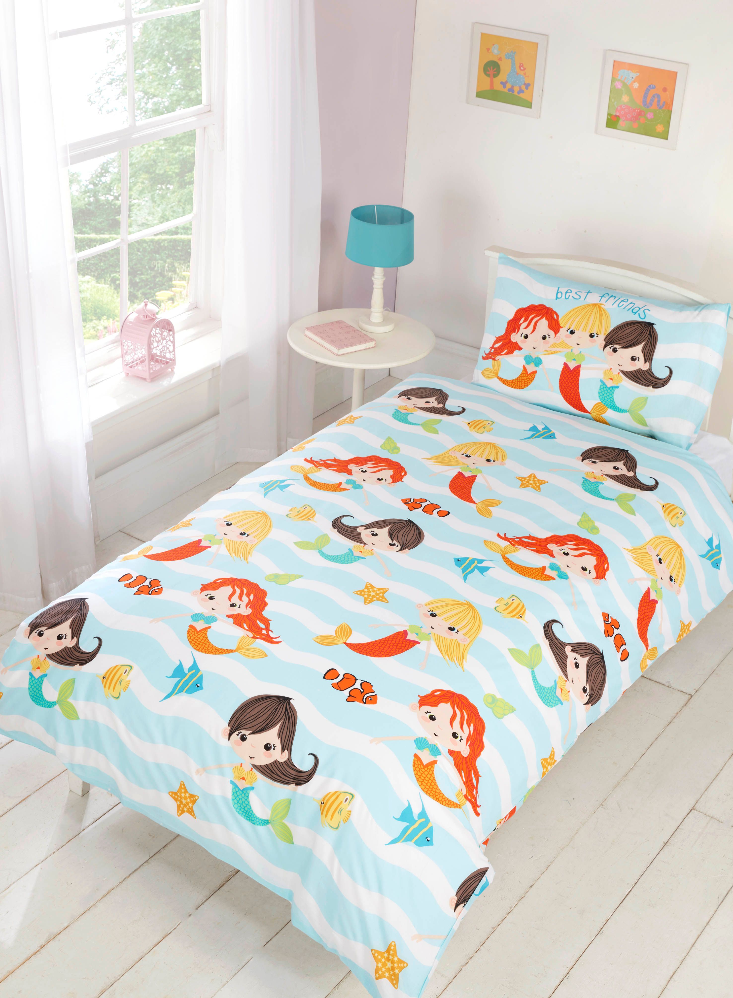 Rapport Home Mermaid & Friends Polyester Duvet Cover Set With Pillowcase in Blue
