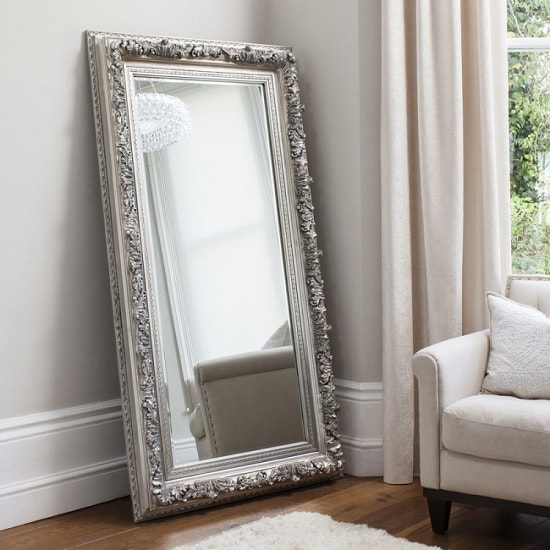 Eclipse Leaner Floor Mirror Rectangular In Silver
