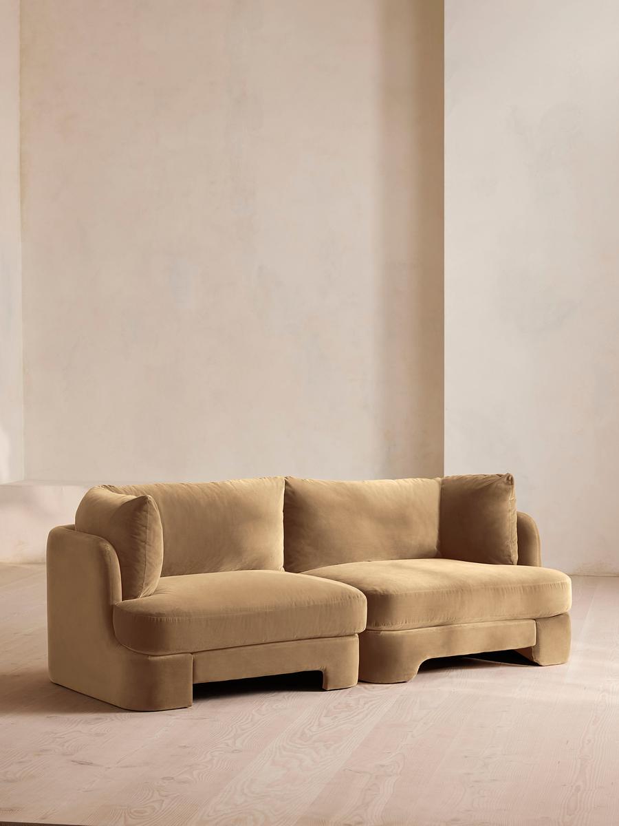 Odell Modular Sofa, Three Seater, Velvet, Camel