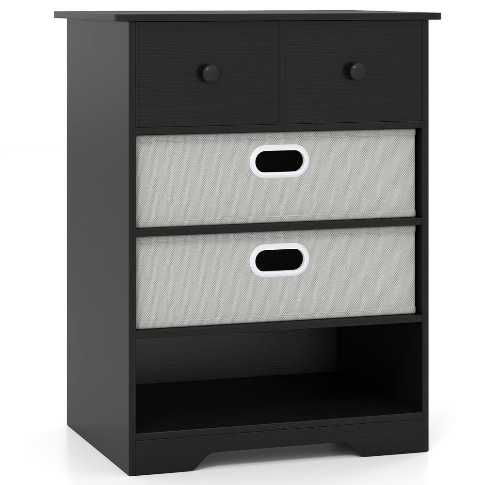 Costway 4-Drawer Dresser Modern Chest Storage Organizer w/Open Shelves in Black