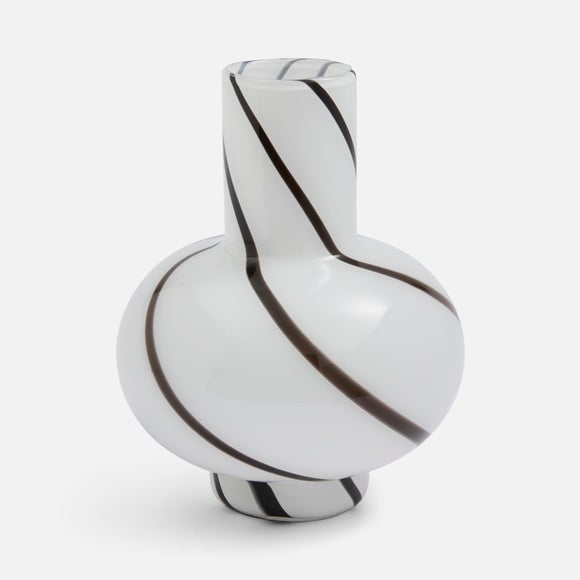 Black & White Striped Swirl Glass Vase 3