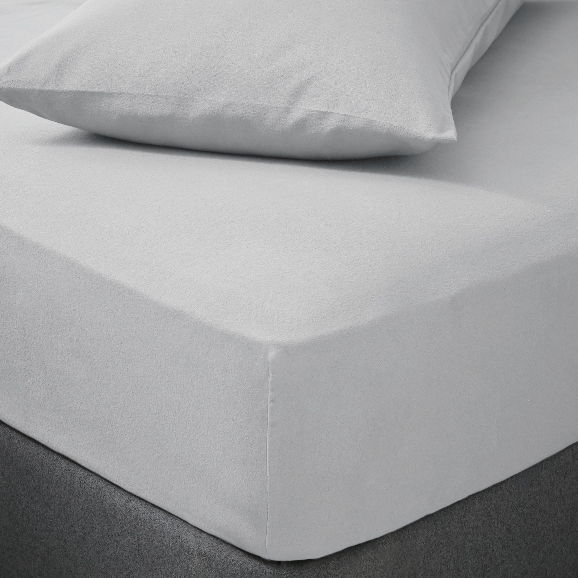 Soft & Cosy Luxury Brushed Cotton Fitted Sheet Silver