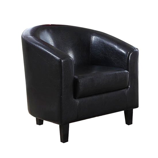 Bruna Faux Leather Single Tub Chair In Black