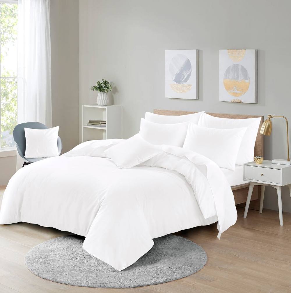 Homes-Linen Ultra Soft Microfibre Duvet Cover Set Breathable Wrinkle-Free Bedding in White