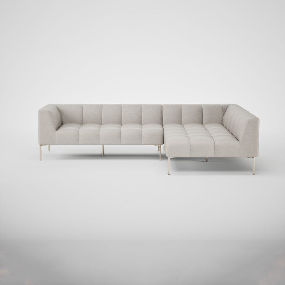 Heal's Quadro Right Hand Facing Chase Sofa Linea Leather White 634 Stainless Steel Feet 2