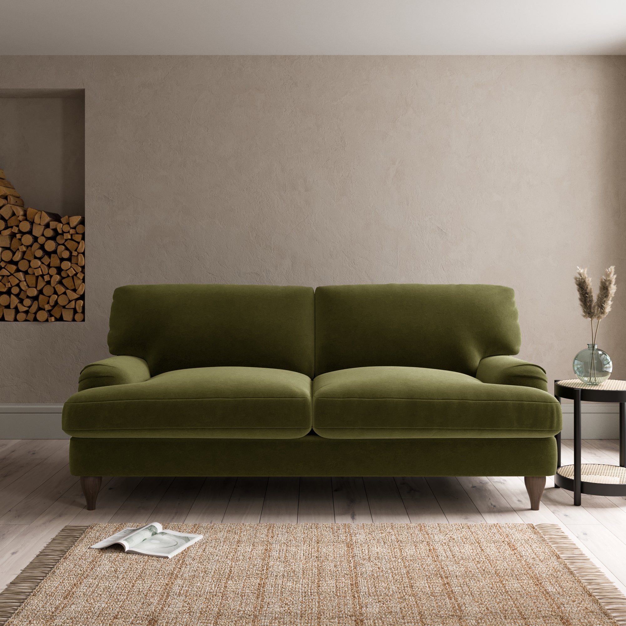 Darwin Luxury Velvet 3 Seater Sofa Green