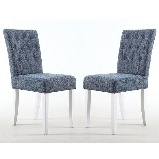 Oriel Dining Chair In Oxford Blue With White Legs In A Pair