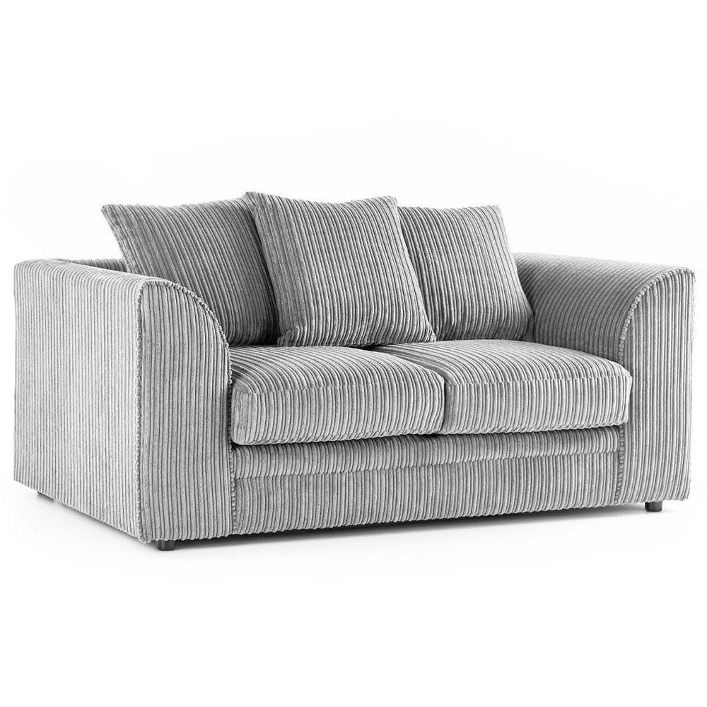 Bliss Furniture Jumbo Cord Scatter Back 2-Seater Sofa in Silver, Cozy Everyday Comfort in Silver