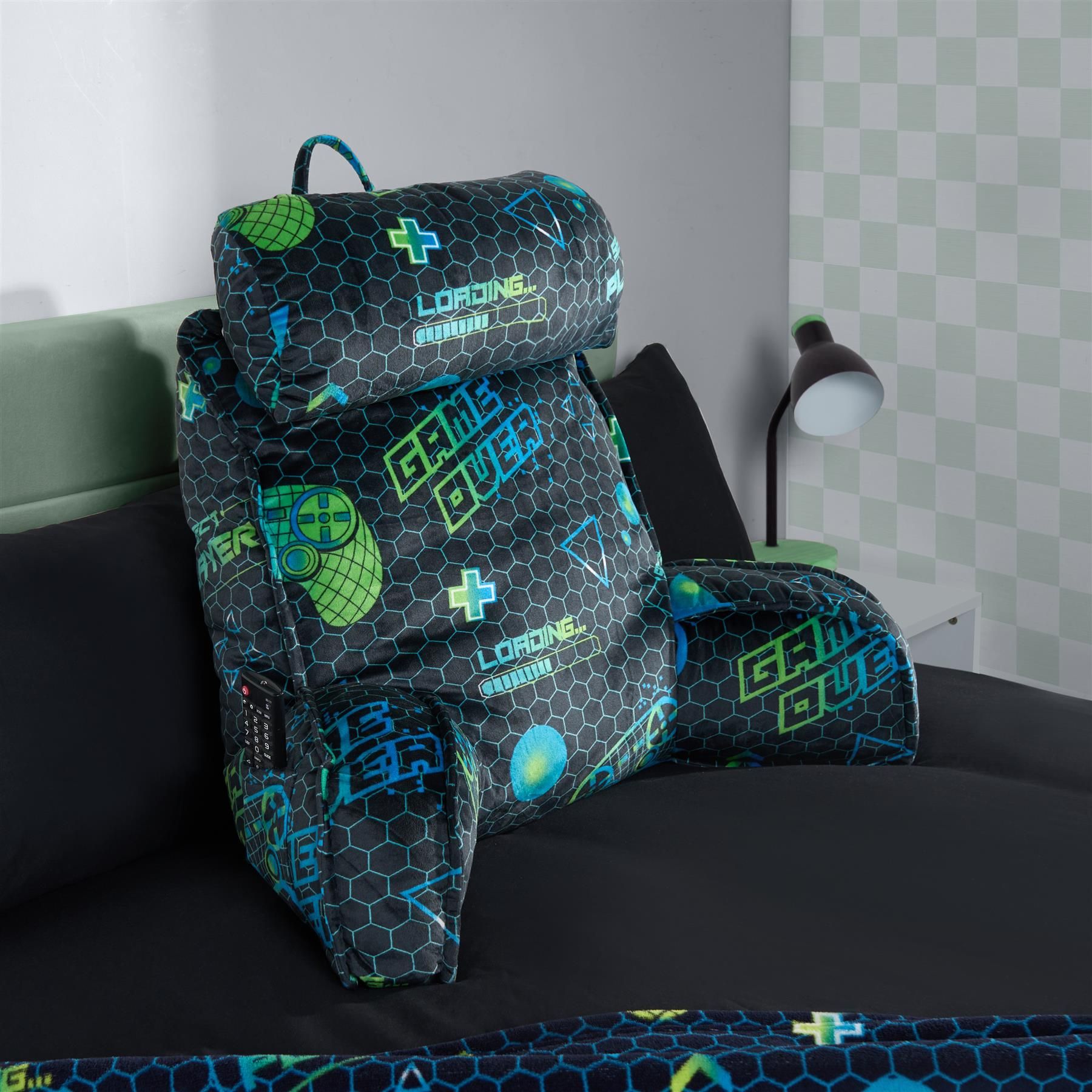 OHS Cuddle Cushion Back Lumbar Support Head Rest Bed Reading Pillow Arms in Green