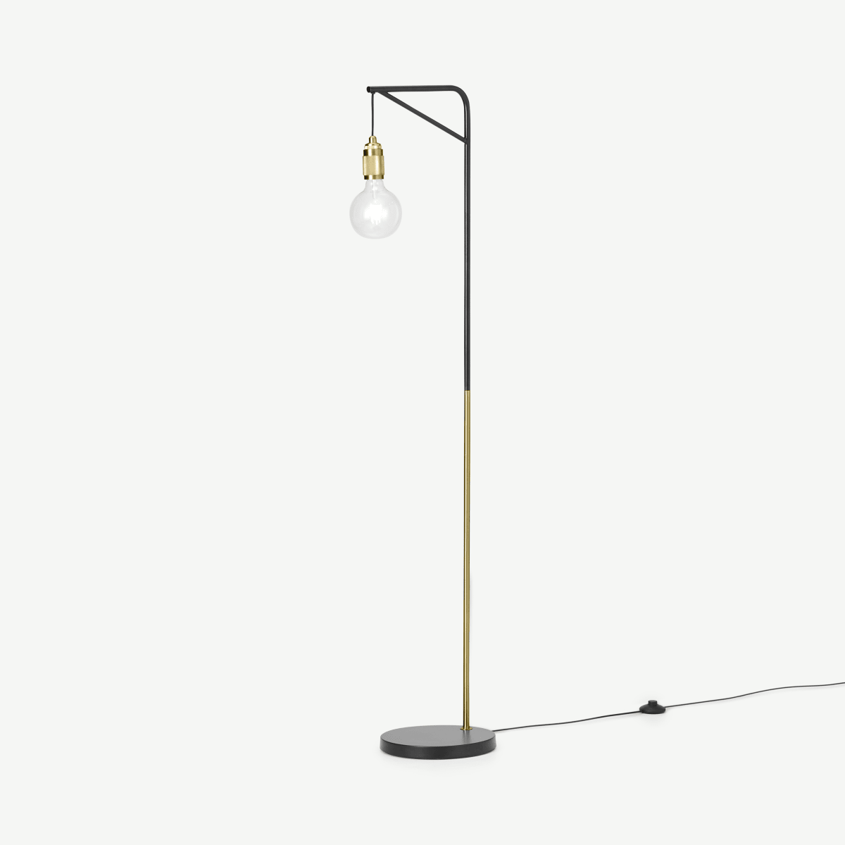 Othello Floor Lamp, Black & Brushed Brass