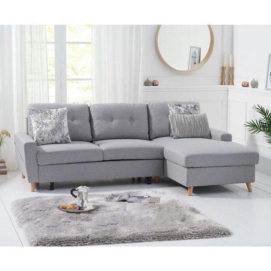 Coreen Linen Right Hand Facing Chaise Sofa Bed In Grey