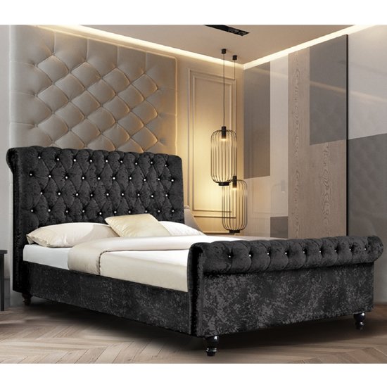 Ashland Crushed Velvet Small Double Bed In Black
