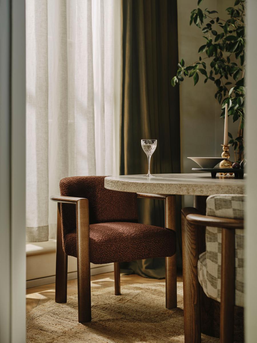 Aria Dining Chair, Boucle Jacquard, Aubergine