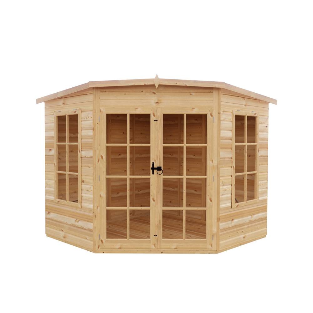 Shires Hampton Shiplap Summerhouse Garden Sun Room Approx 8 x 8 Feet in Brown