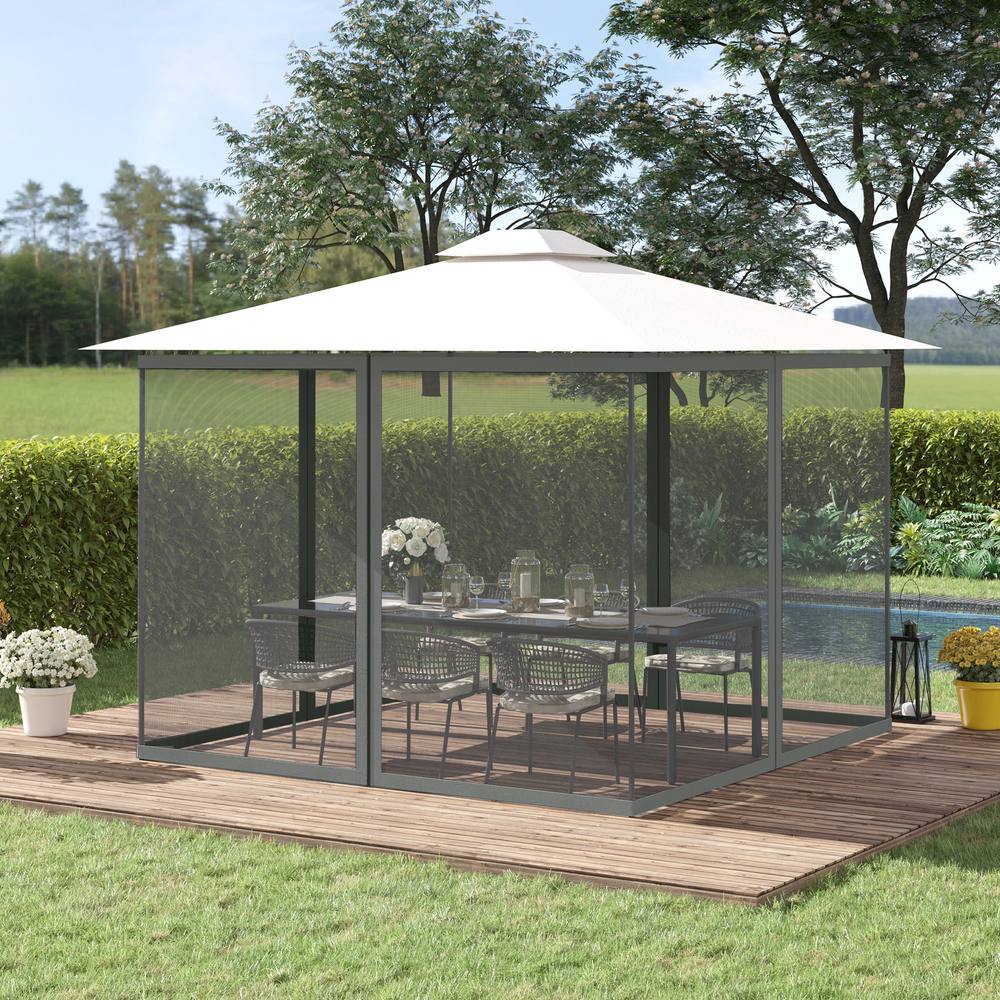 OUTSUNNY 352 x 207cm Universal Replacement Gazebo Mesh Netting Screen Walls in Dark Grey