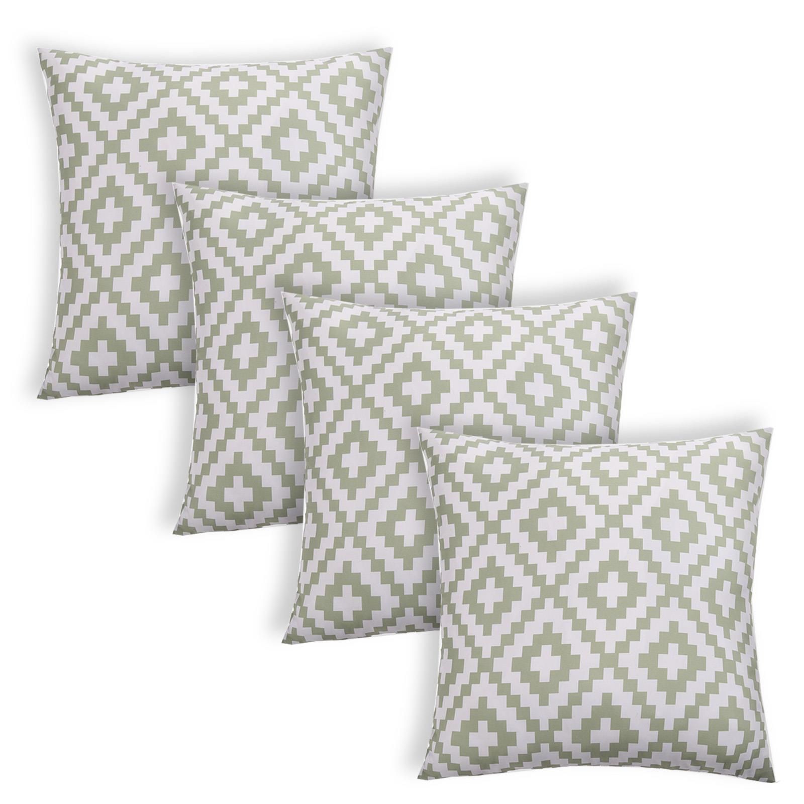 OHS 4 Pack Geometric Cushion Cover Water Resistant Outdoor in Green