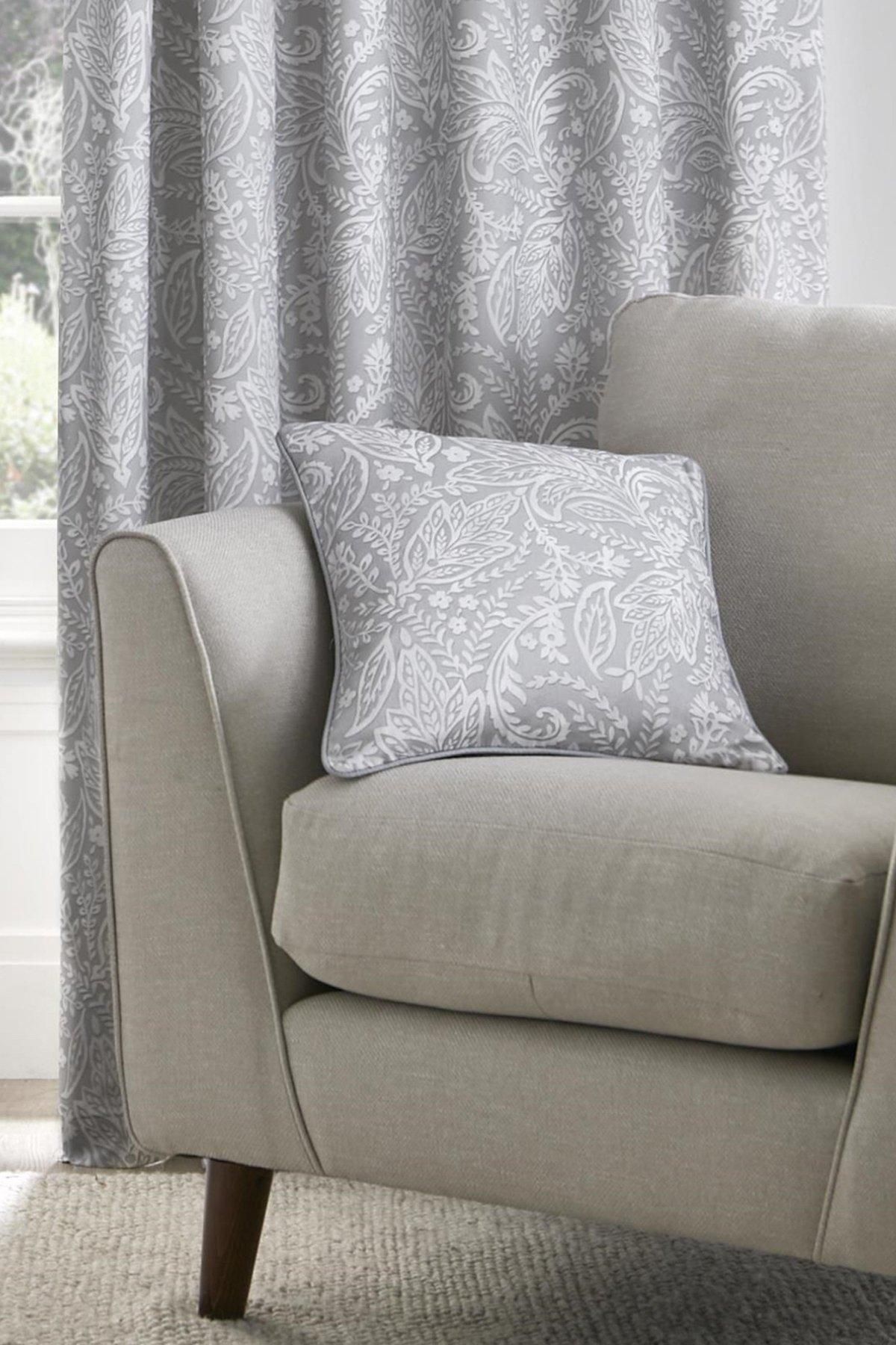 Dreams & Drapes 'Aveline' 100% Cotton Filled Cushion in Grey