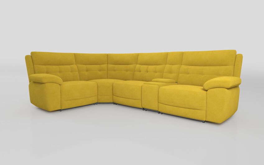 Green Fabric Belford 1 Corner 3 Sofa with Console