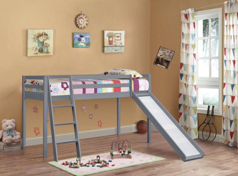 Comfy Living Ltd 3ft Wooden Mid Sleeper Various Colours With Slide in Grey