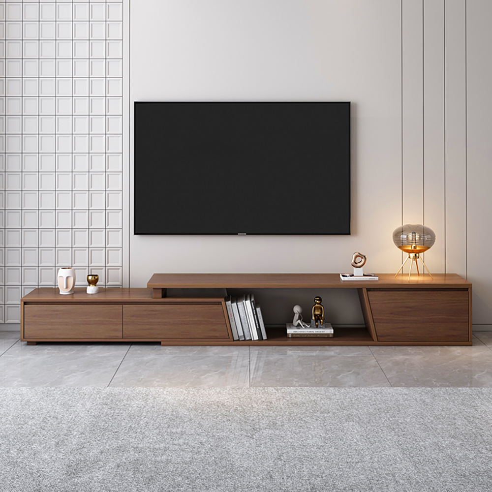 Fero Walnut Extendable TV Stand with 3 Drawers(180 - 280 cm)