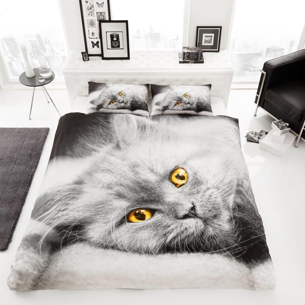 Smart Living 3D Effect Animal Polycotton Printed Duvet Cover Set in Silver