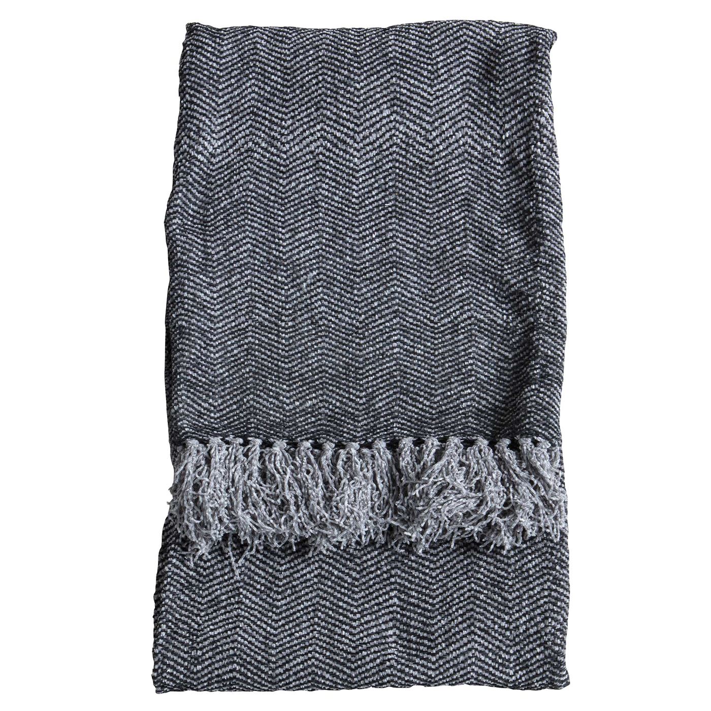 Soft Herringbone Throw, Grey