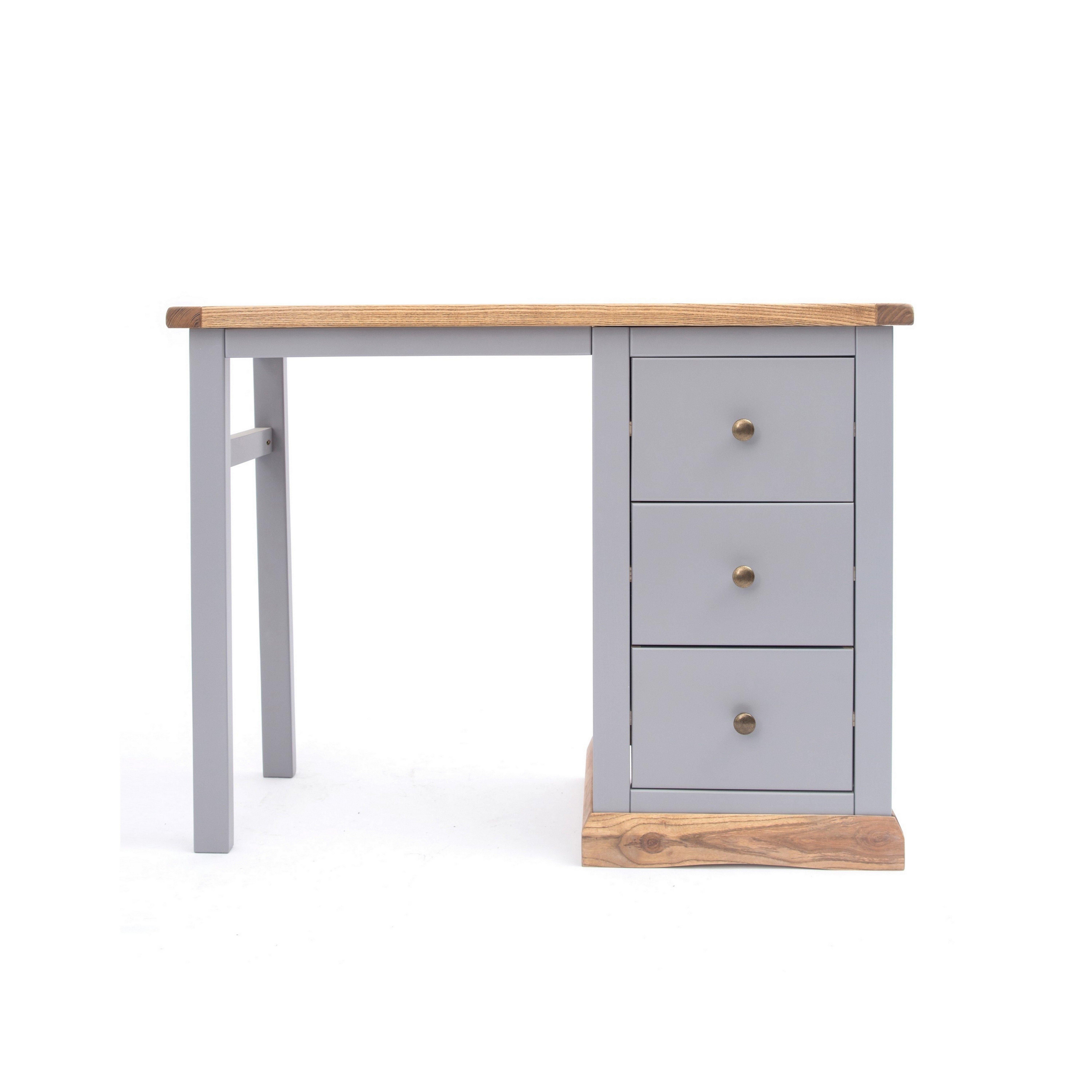 Cabinet Bits Biccari 3 Drawer Desk - Dressing Table Brass Knob in Grey