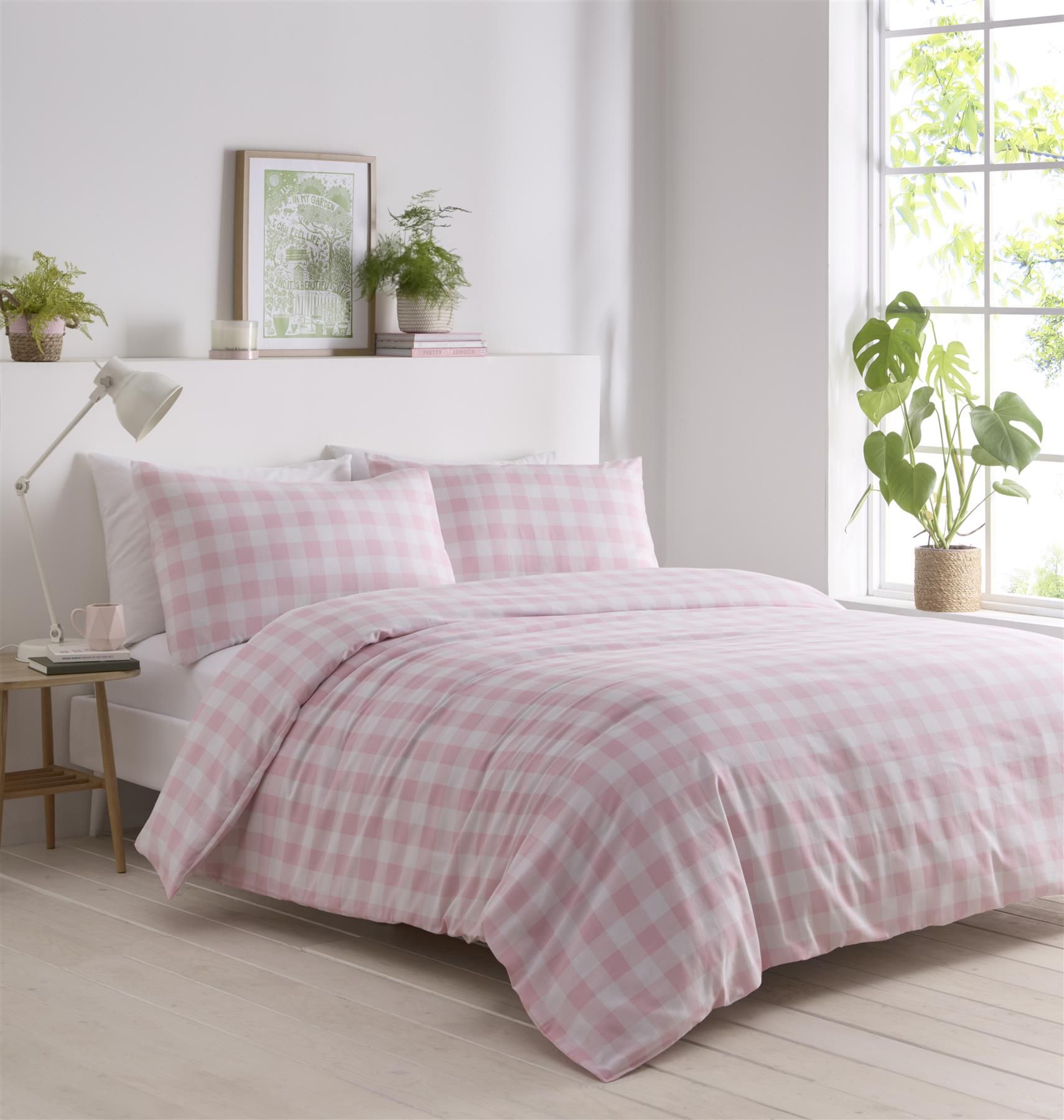 Portfolio Living Gingham Duvet Cover Set in Pink