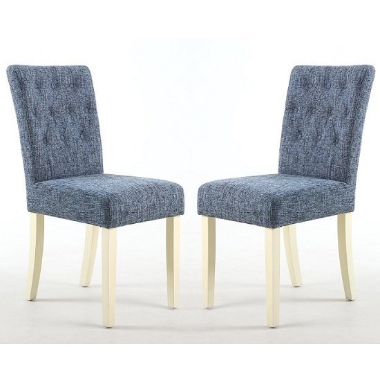 Oriel Dining Chair In Oxford Blue With Cream Legs In A Pair
