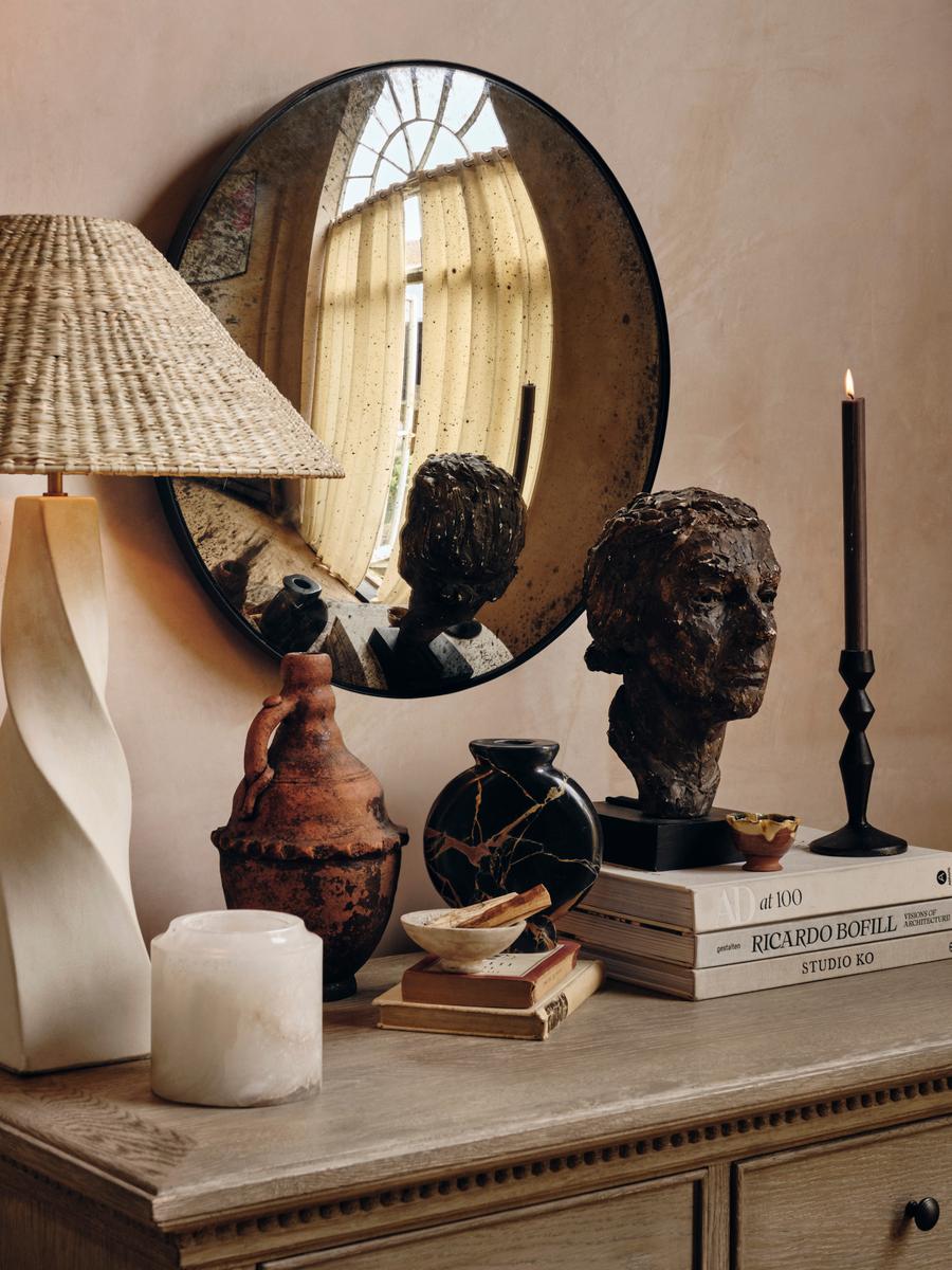 Convex Bronze Edge Wall Mirror, Medium By Sean Phelan
