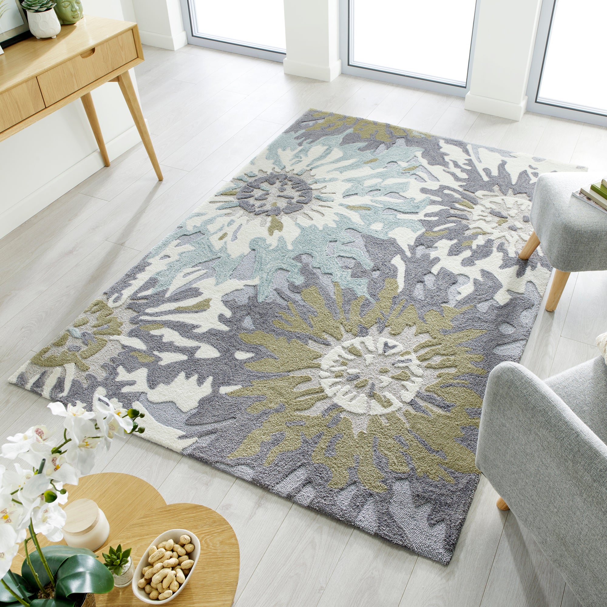 Soft Floral Rug Soft Floral Green