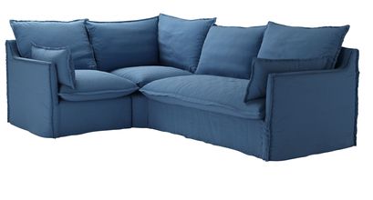 Isaac Asym: LHF Single w RHF 2 Seat Sofabed in Heather Blue Smart Cotton - sofa.com
