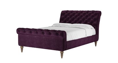 Knightsbridge Double Bed in Plum Smart Velvet - sofa.com
