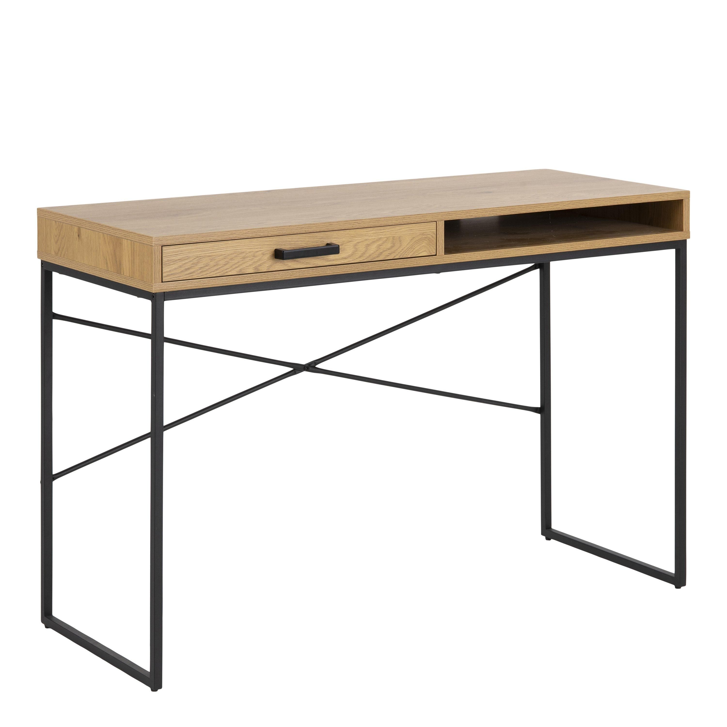 Furniture To Go Seaford Office Desk with 1 Drawer in Oak in Light Oak