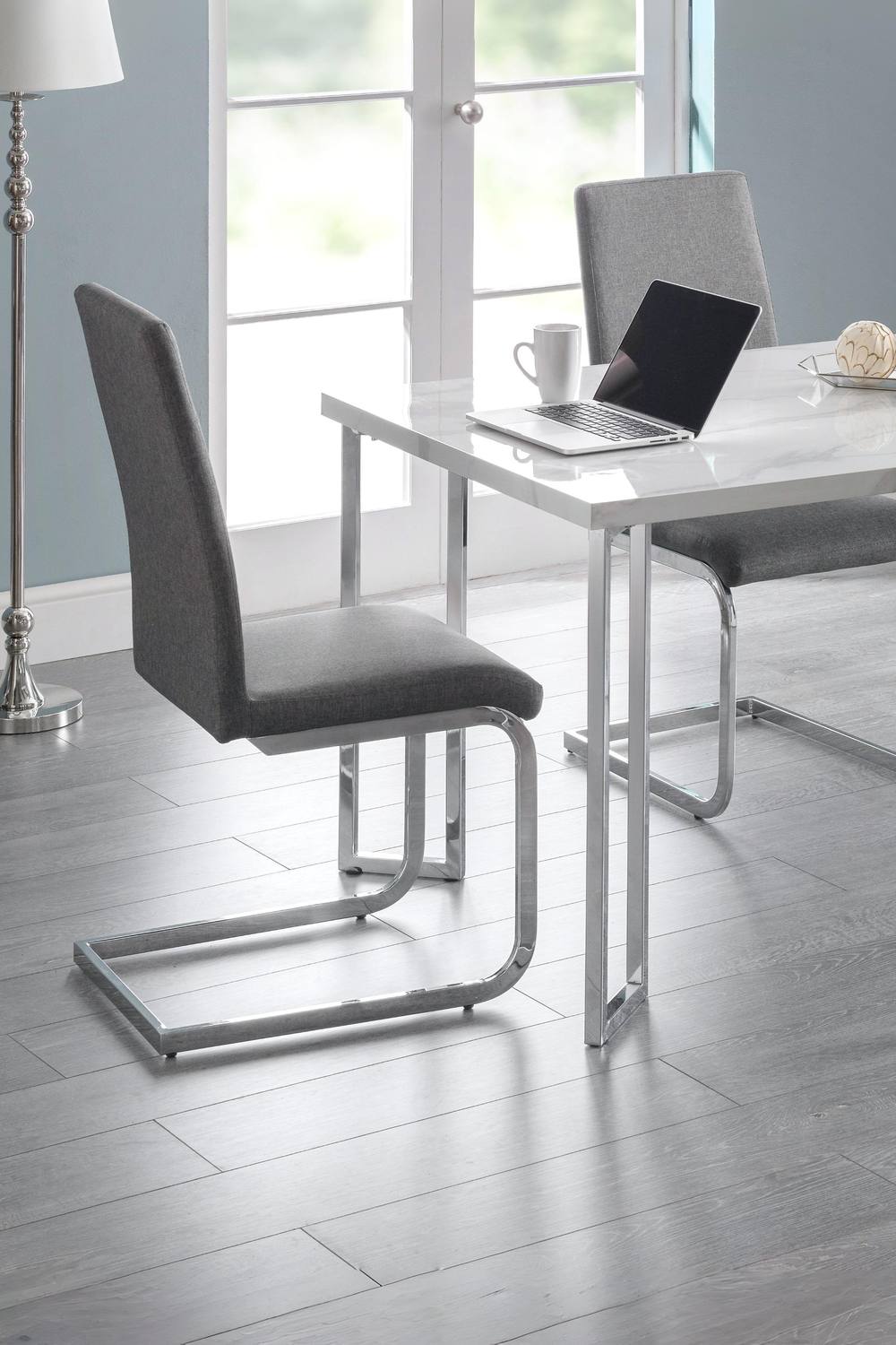 Julian Bowen Roma High Back Upholstered Dining Chair (Set of 2) in Grey