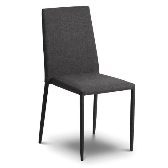 Fredo Fabric Dining Chair In Slate Grey Linen