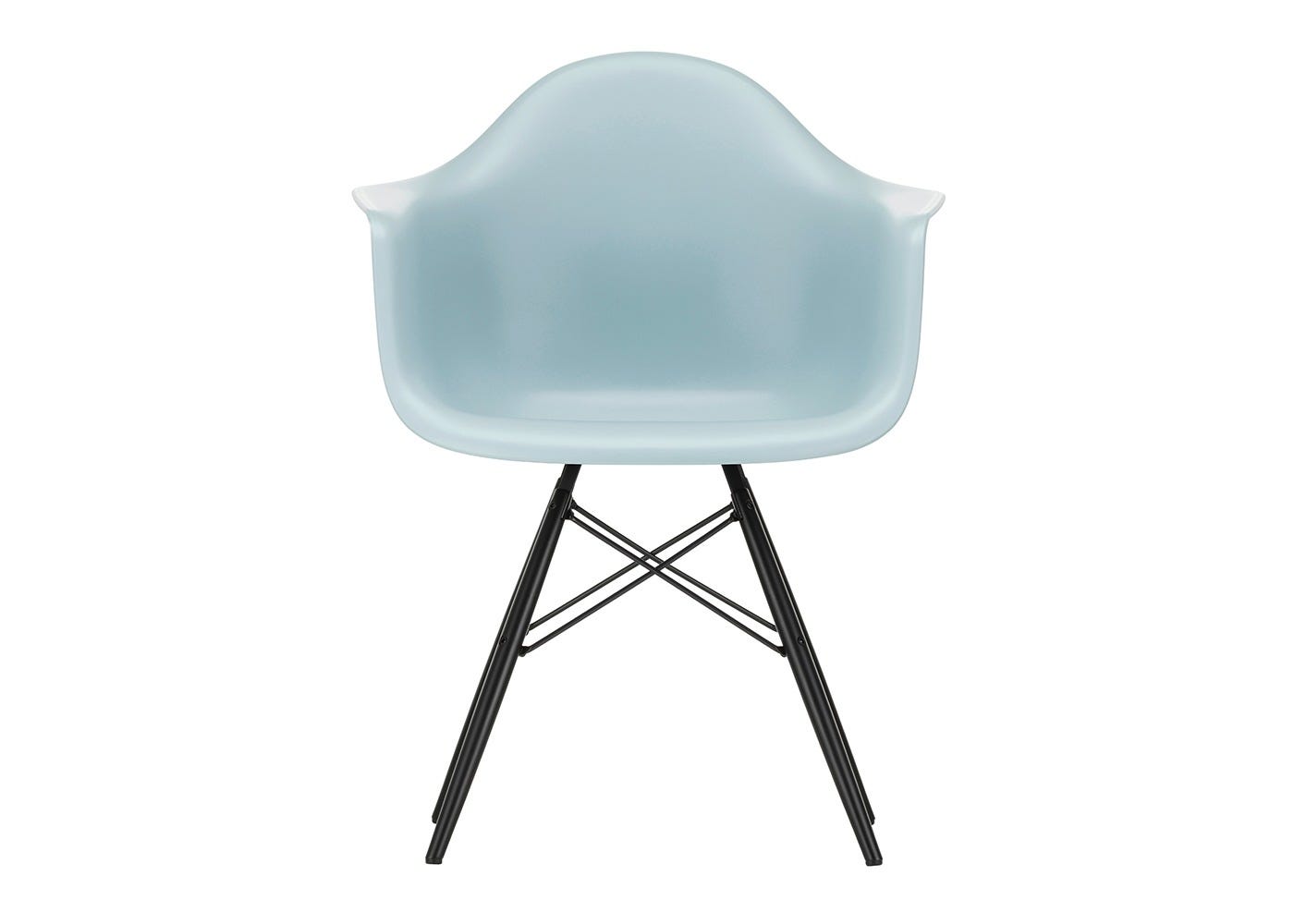 Vitra Eames DAW Armchair New Height Ice Grey Black Maple Base