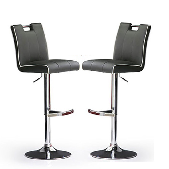 Casta Bar Stools In Grey Faux Leather in A Pair