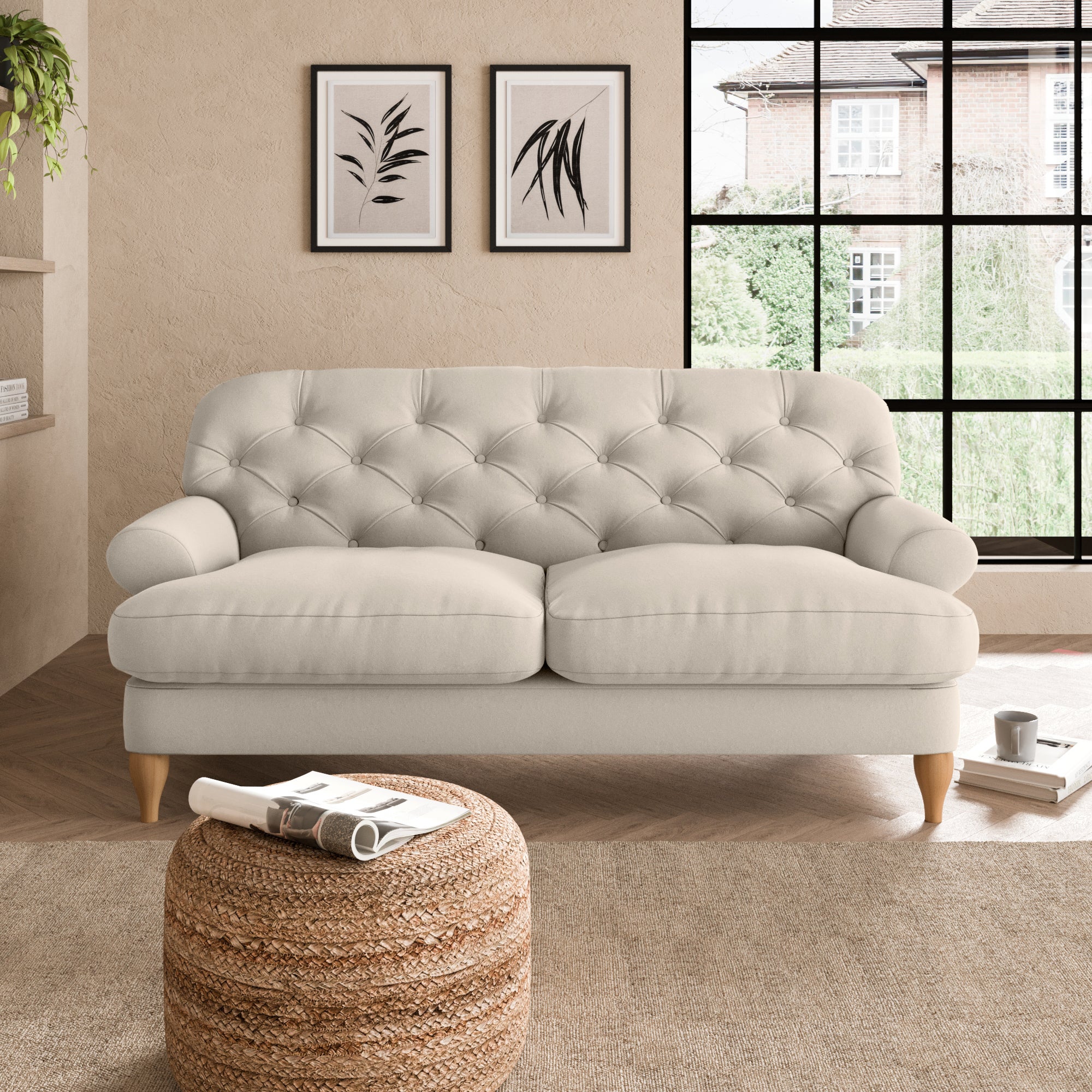Canterbury Luxury Velvet 2 Seater Sofa Brown