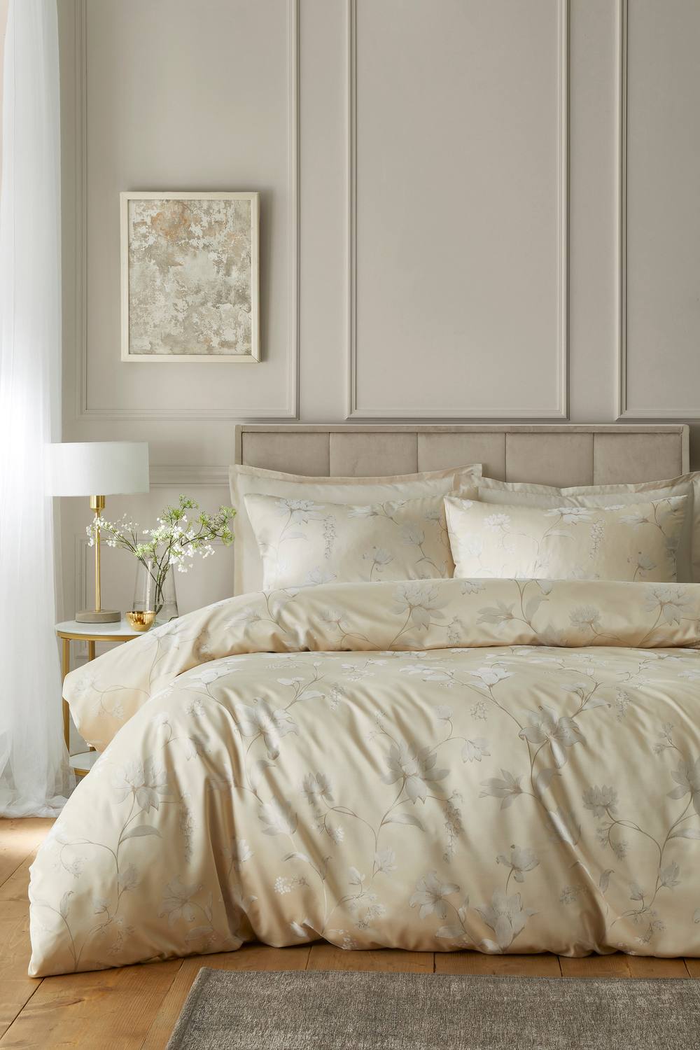 Soiree 'Lilly Floral Jacquard' Woven Duvet Cover Set in Gold