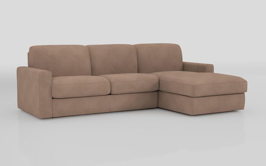 Beige Fabric Barete Large Arm 4 Seater Sofa Bed with Right Hand Facing Large Lounger